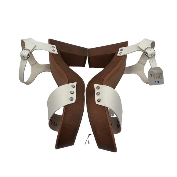 Time And Tru White Memory Foam Platform Block Heel Sandals Size 11 Women’s - Picture 6 of 9